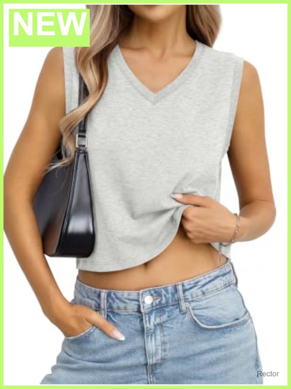 Womens Cotton Loose Fit Crop Tank Top Sleeveless V Neck Summer Workout Tee